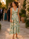 Gilli Dress Floral Midi Dress Color: Green White Size: S