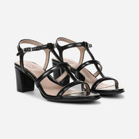 Naturalizer Bristol Cage Strappy Dress Sandals, Black Faux Leather