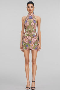Gzaza Gloria Embroidered Floral Mini Dress, S
