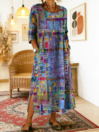 Thessaly - Ethnic Patchwork Denim Dress