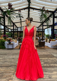 Elegant A Line Long Red Prom Dress 22th Birthday Outfits