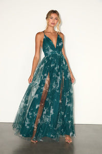 Elegant Moment Emerald Green Tie Dye Backless Maxi Dress