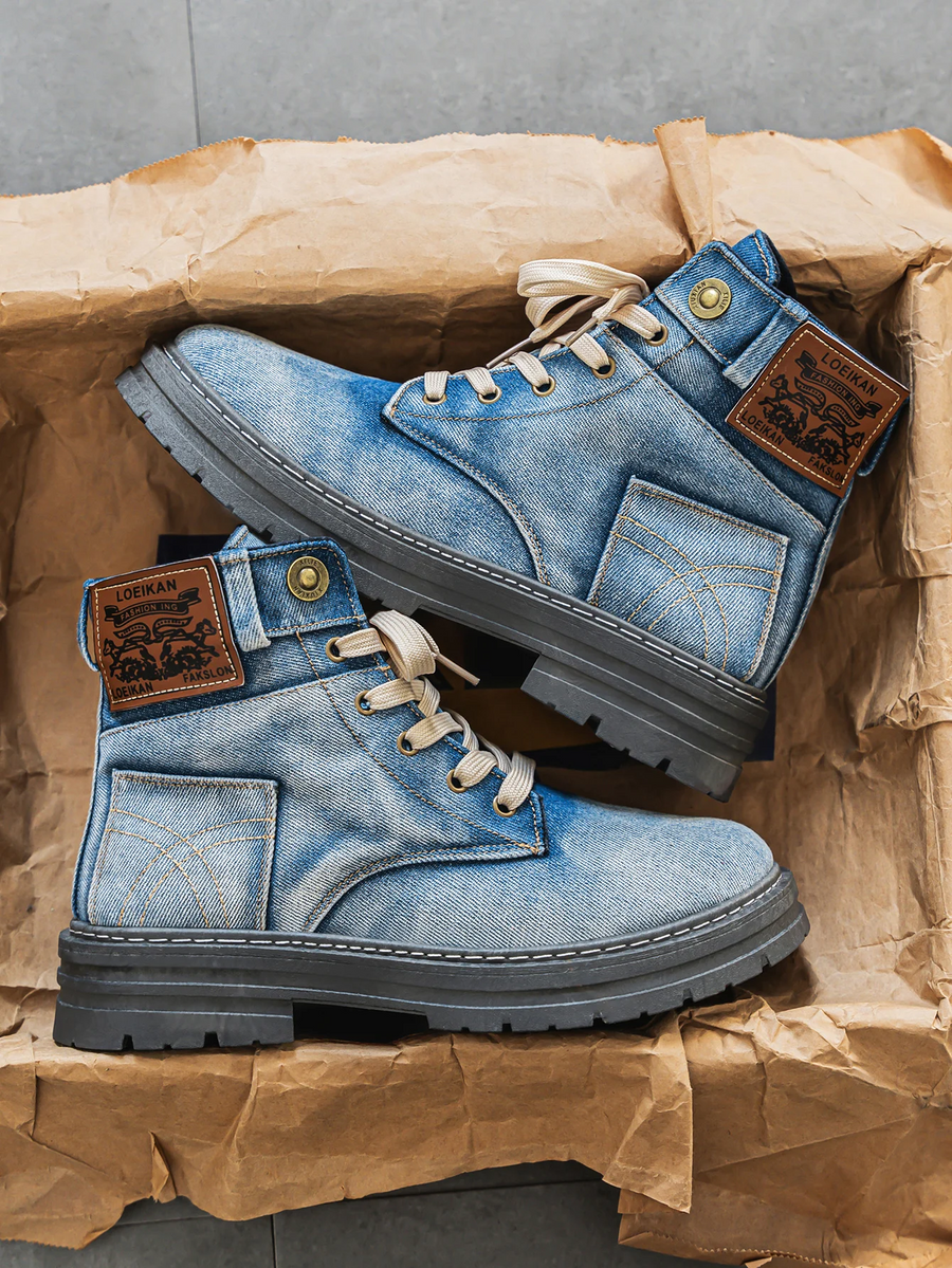 Endric | Men's Denim Lace-Up Ankle Boot Chunky Sole
