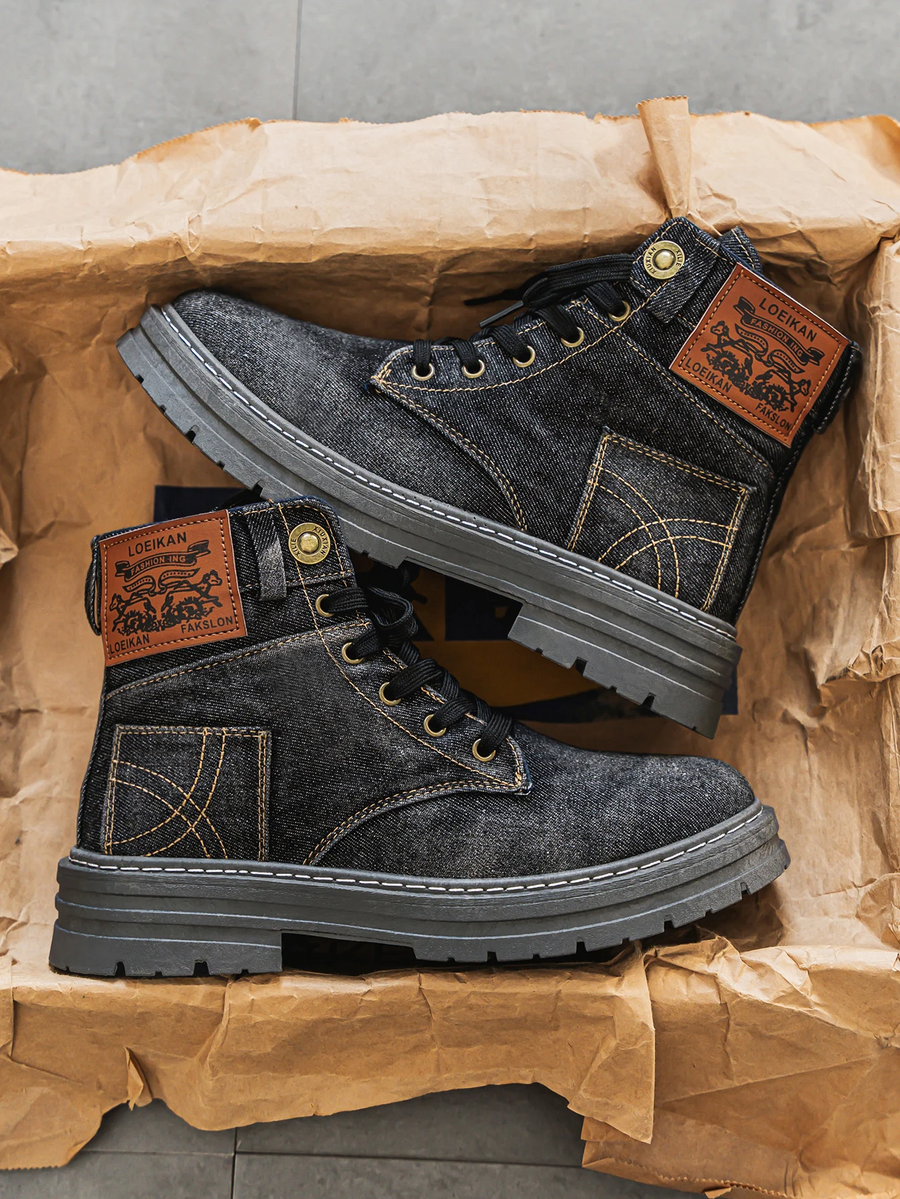 Endric | Men's Denim Lace-Up Ankle Boot Chunky Sole