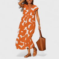 Valery | Flowing V-Neck Dress Orange