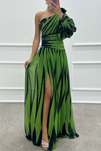 Estria | Women's One Shoulder Striped Maxi Dress