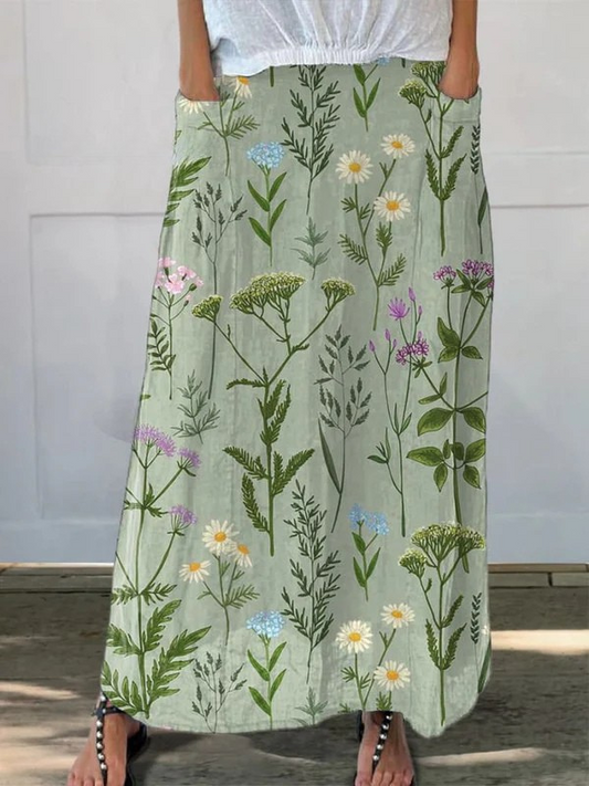 Eudora | Women's Floral Botanical Print Maxi Skirt