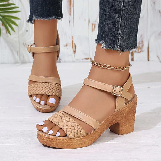 Eudora | Women's Woven Platform Ankle Strap Sandals