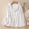 Evadne | Women's Hooded Long Sleeve Button Shirt