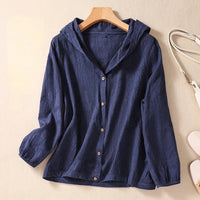 Evadne | Women's Hooded Long Sleeve Button Shirt