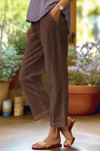 Evangeline | Women's Cuffed Straight Leg Cropped Pants