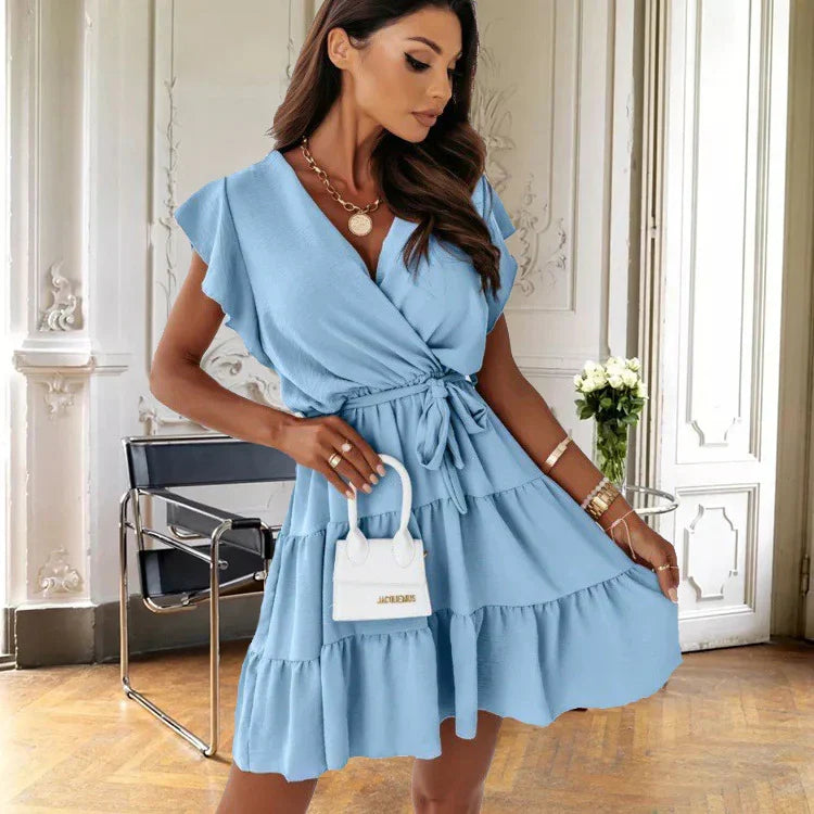 Evangeline | Women's Flutter Sleeve Wrap Mini Dress