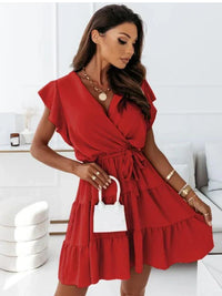 Evangeline | Women's Flutter Sleeve Wrap Mini Dress