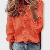 Evangeline | Women's Ruffle V-Neck Long Sleeve Blouse