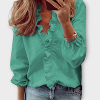 Evangeline | Women's Ruffle V-Neck Long Sleeve Blouse