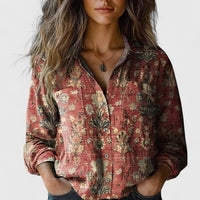 Evara | Women's Floral Button Down Long Sleeve Shirt