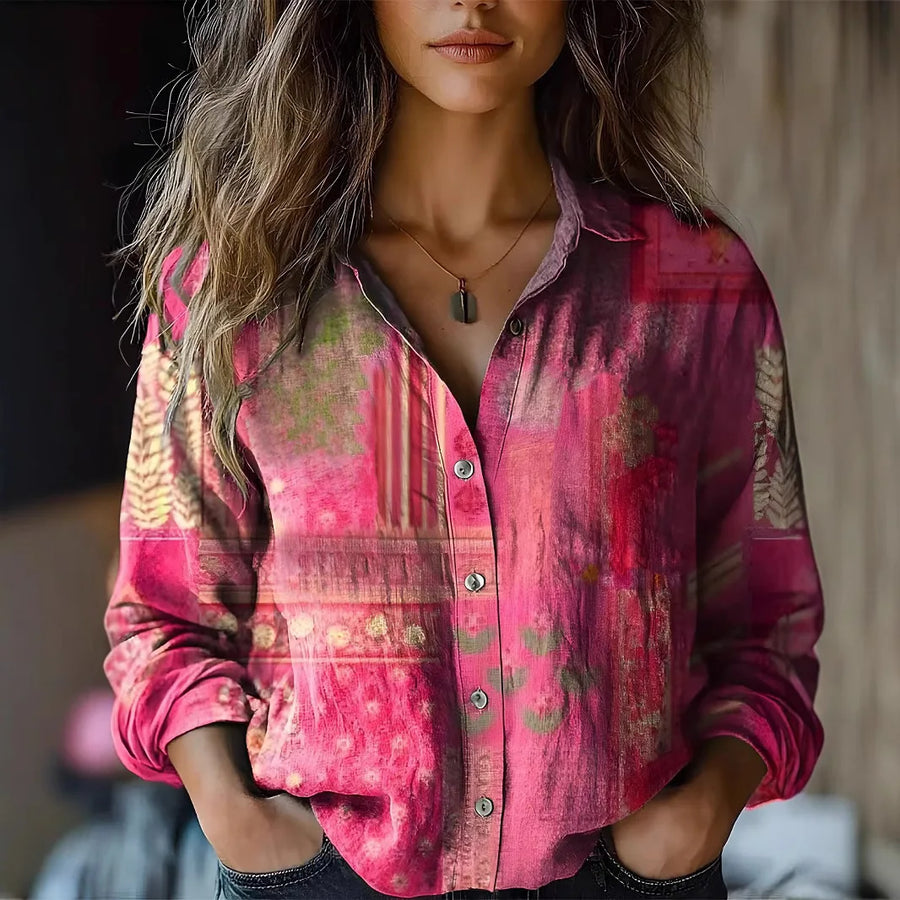 Evara | Women's Floral Button Down Long Sleeve Shirt