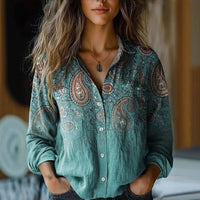 Evara | Women's Floral Button Down Long Sleeve Shirt