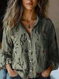 Evara | Women's Floral Button Down Long Sleeve Shirt