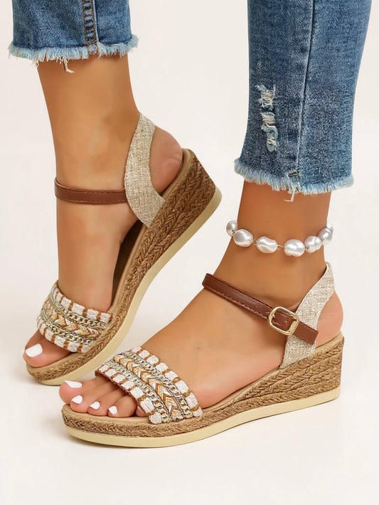 Evelyn | Women's Braided Strap Wedge Sandals