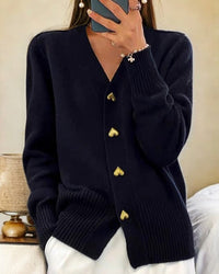 Evelyn | Women's Heart Button V-Neck Cardigan