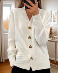 Evelyn | Women's Heart Button V-Neck Cardigan