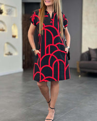 Evelynn | Women's Short Sleeve Printed Midi Dress
