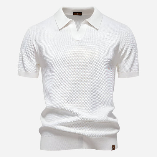 Everett | Men's Textured Knit Short Sleeve Polo Shirt