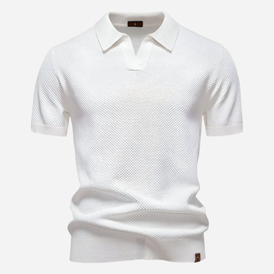 Everett | Men's Textured Knit Short Sleeve Polo Shirt