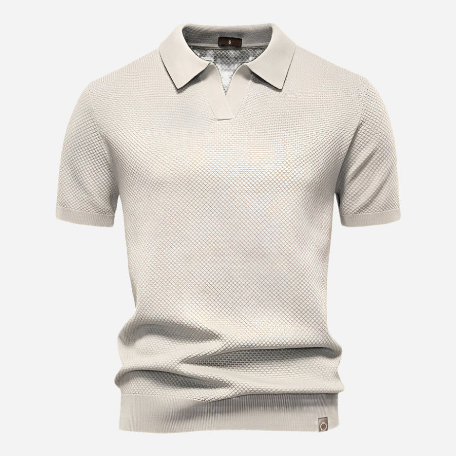 Everett | Men's Textured Knit Short Sleeve Polo Shirt