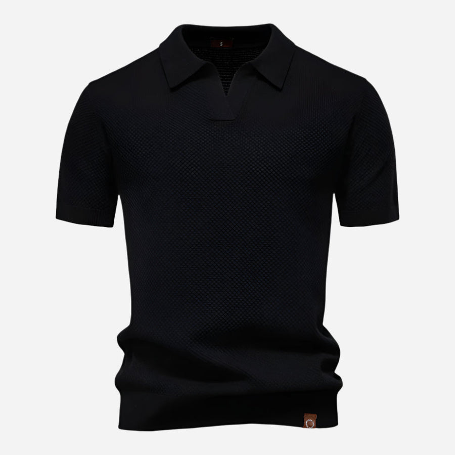 Everett | Men's Textured Knit Short Sleeve Polo Shirt