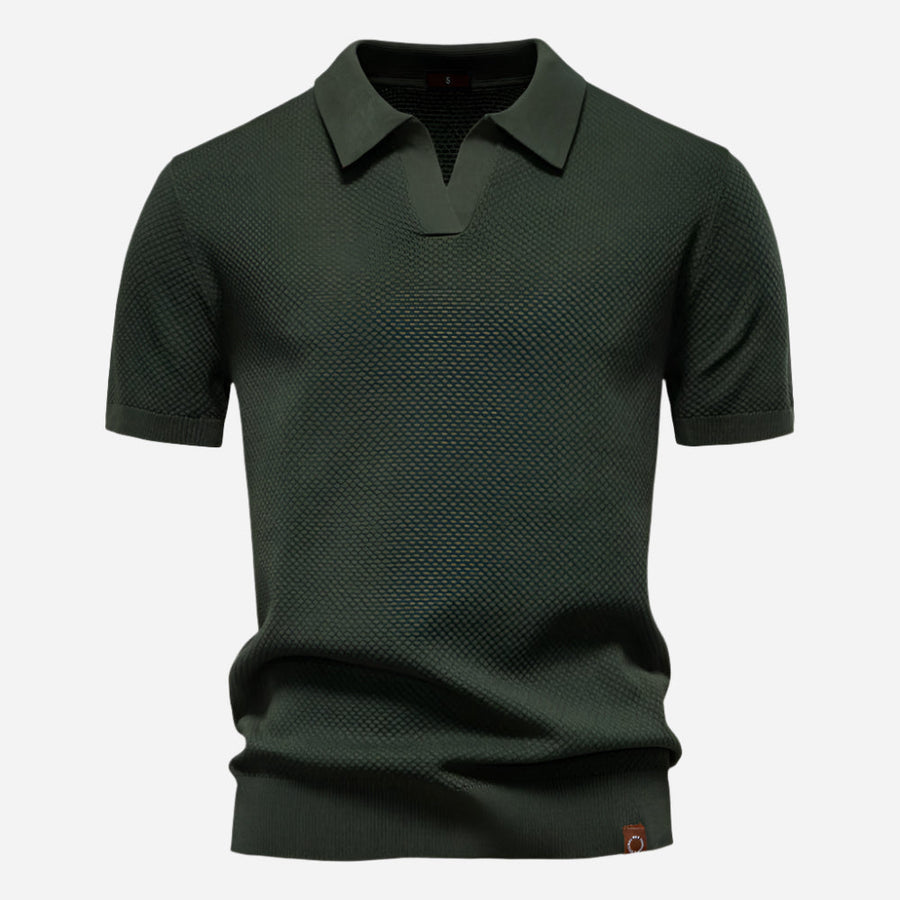 Everett | Men's Textured Knit Short Sleeve Polo Shirt