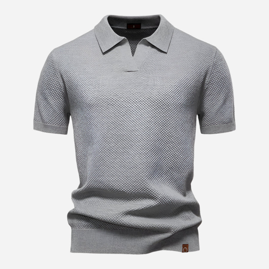 Everett | Men's Textured Knit Short Sleeve Polo Shirt