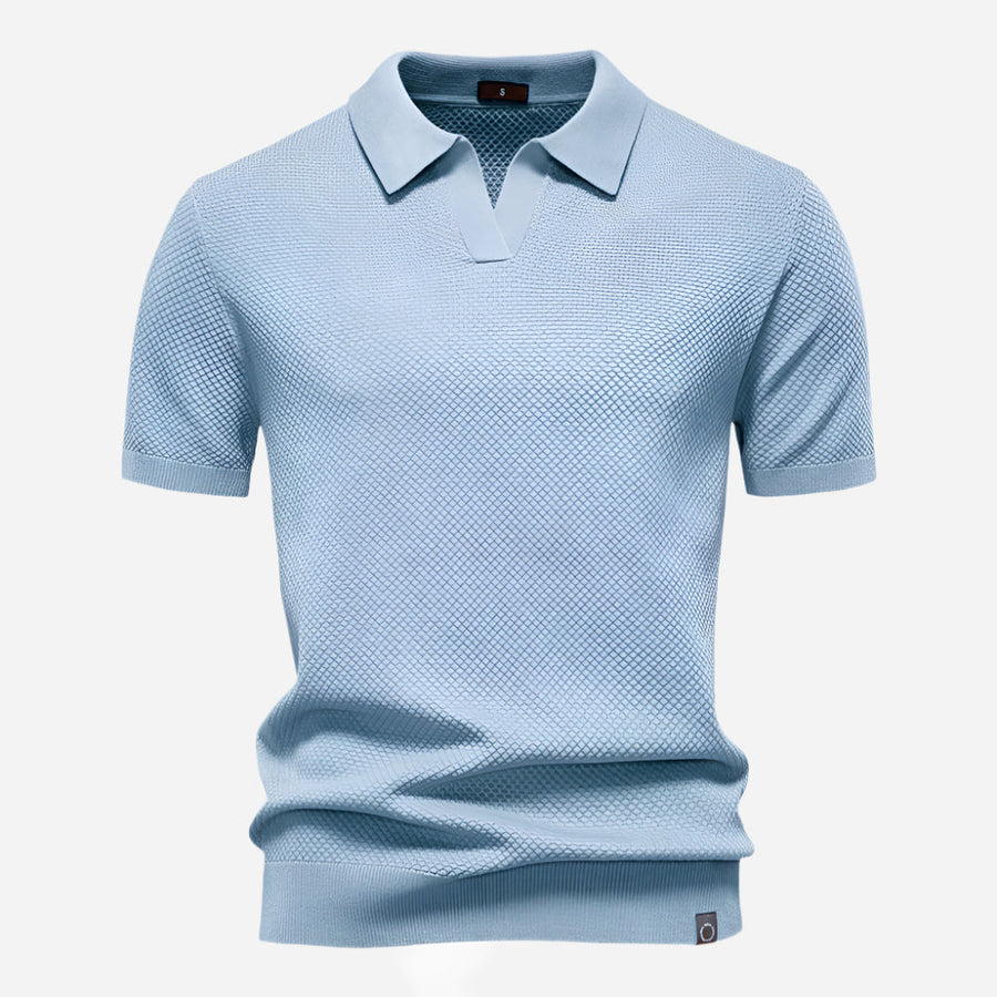 Everett | Men's Textured Knit Short Sleeve Polo Shirt