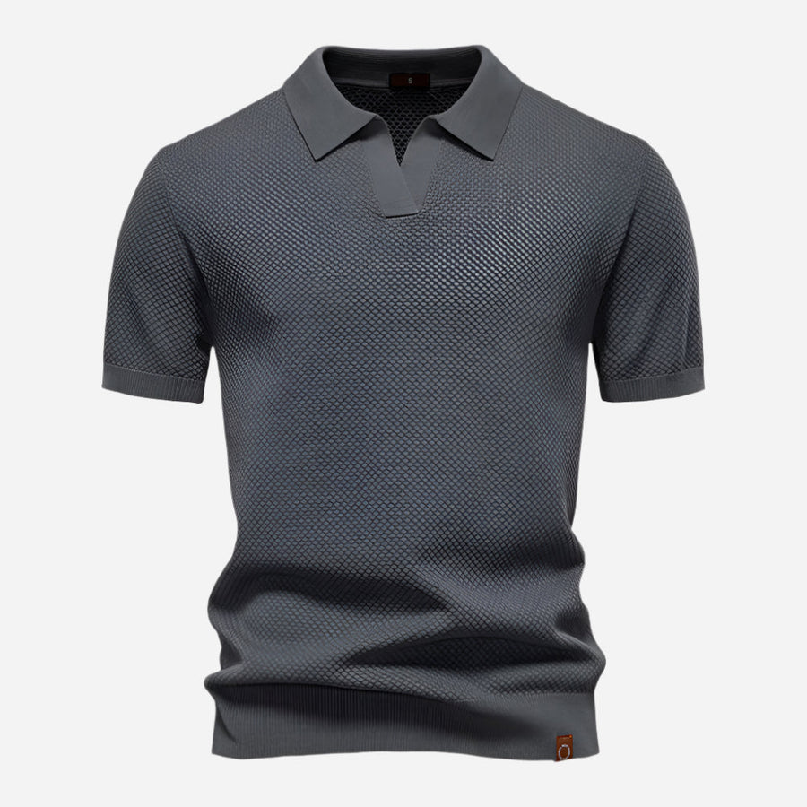Everett | Men's Textured Knit Short Sleeve Polo Shirt