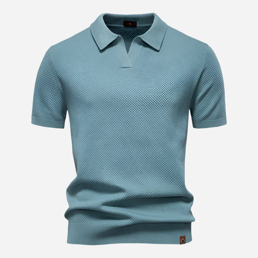 Everett | Men's Textured Knit Short Sleeve Polo Shirt