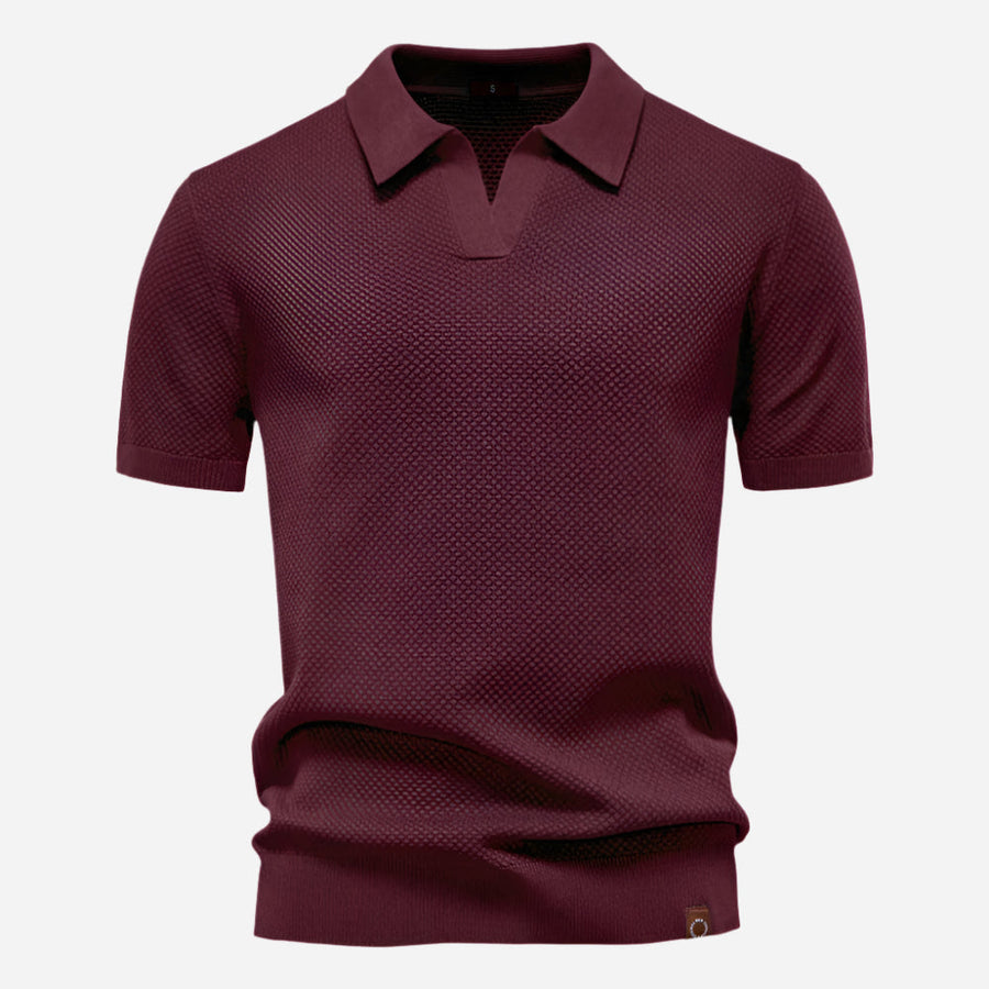 Everett | Men's Textured Knit Short Sleeve Polo Shirt