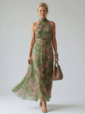 Laelia - Elegant Floral Halter Dress