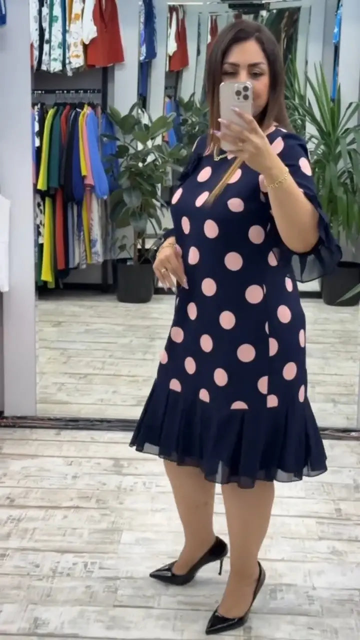 Camilla – Pleated Polka Dot Midi Dress