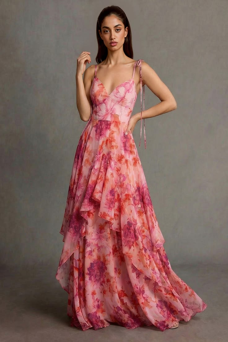 Harmony Peach Pink Maxi Dress