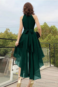 Cute Chiffon High Low Prom Dress, A Line Evening Dress