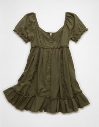 AE Babydoll Puff Sleeve Embroidered Mini Dress