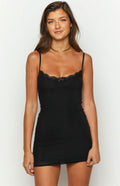 Tayna Black Lace Mesh Mini Dress