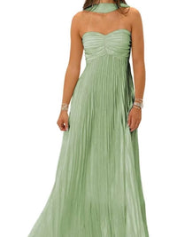 Strapless Pleated Dusty Sage Dress For Special Occasions Color: Green