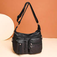 Multi-Pocket Faux Leather Shoulder Bag - Ángela