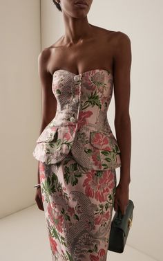 Cara Cara Wes Floral Jacquard Corset Top & Sienna Floral Jacquard Midi Skirt