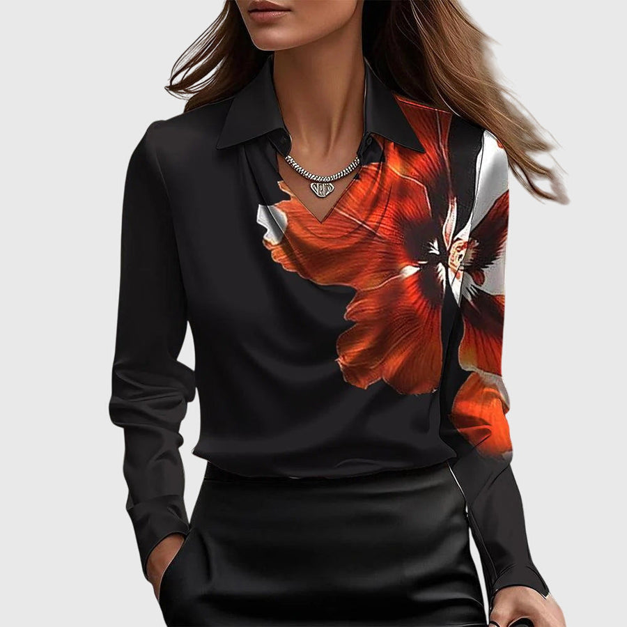Brooklyn | Elegant Blouse Black Red