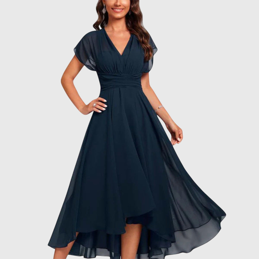 Christina | V-Neck A-Line Dress Blue