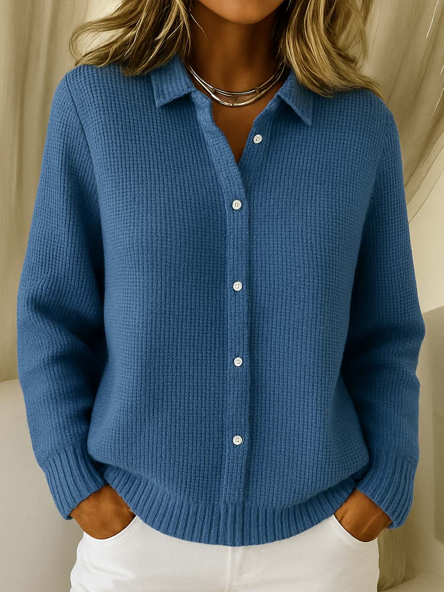 Lisa | Classic Knitted Button Cardigan Navy Blue