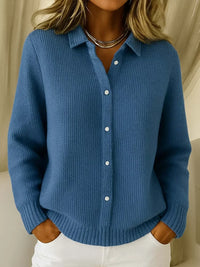 Esmae – Slim Cotton Blend Collared Cardigan